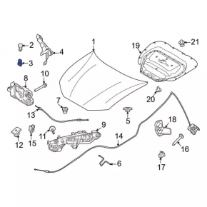 Ford Mustang Mach-E 21-25 hood bumper, left, front, square