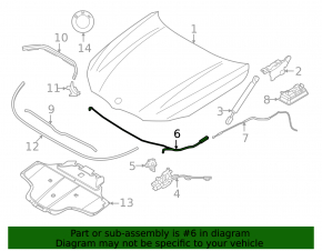Front Hood Release Cable for BMW 5 Series G60 24-25 Front, I7, 740i, 760i xDrive, I5, 750e xDrive