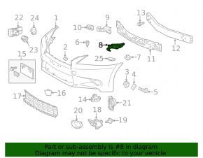 Left front bumper mount for Lexus GS350 GS450h 13-25 F Sport, pre-restyling