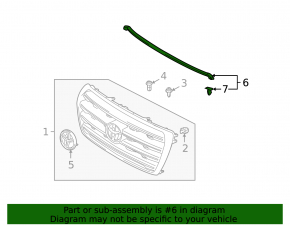 Hood seal on the radiator grille of a Toyota Land Cruiser 08-15