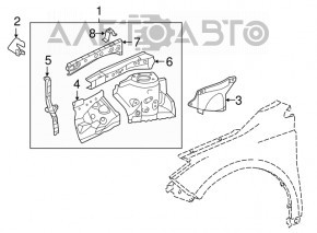 Front left quarter Toyota Avalon 13-18 gray, dented side member, with central pillar