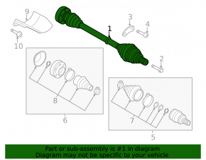 Front left axle shaft for Volkswagen Golf 22-24