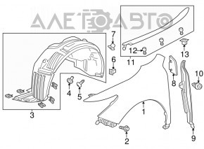 Front right wing Acura MDX 14-16 pre-rest