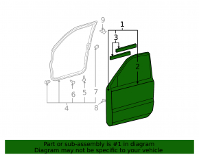 Bare front right door Lexus RX300 RX330 RX350 RX400h 04-09 silver 1C0, dented corner