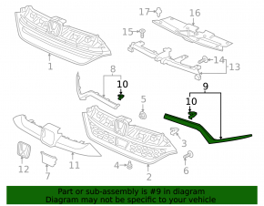 Left grille molding for Honda CRV 17-19