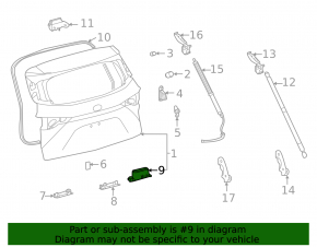 Interior trunk handle for Toyota Sienna 21-25, black, worn