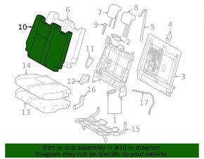 Backrest of the rear row of seats, 3rd row, right, Toyota Highlander 14-19, combined leather, black