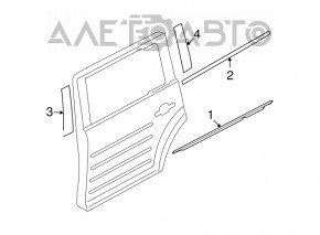 Molding door-glass central rear left Ford Flex 09-19 chrome