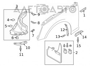 Audi A5 F5 18-25 front right mudguard liner is worn