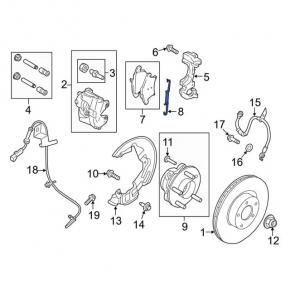 Front right caliper spring for Ford Fusion mk5 13-20 for 300mm disc
