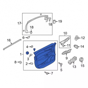 Door trim card front right Ford Edge 15-18 black, leather