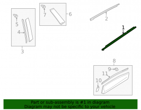 Door-glass molding, center rear left, Mazda CX-5 13-16