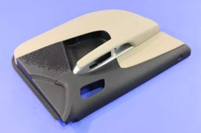Door trim card front left Dodge Journey 11- black with light beige insert leather, armrest beige leather, beige stitching, scuffs, dent, scuff Used