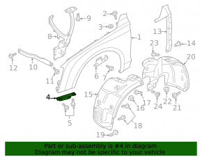 Front right fender bracket for Audi A8 10-18