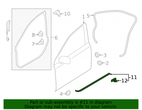 Subaru Outback 15-19 Front Left Door Seal Lower
