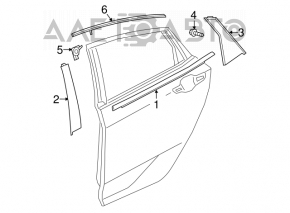 Door molding upper rear left Honda Insight 19-22 chrome