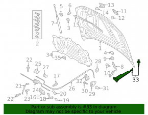 Right hood-wing seal for Audi A3 8V 15-20 4D