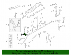 Front left fender bracket Audi A4 B9 17-25 small