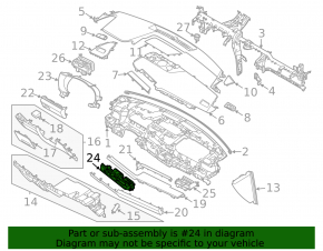 Kia K5 21-24 chrome central dashboard air duct deflector, with start-stop