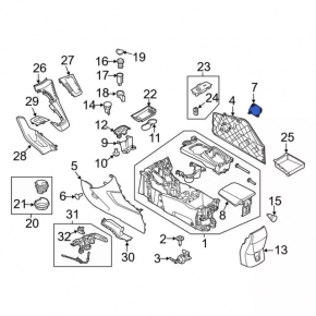 Right center console cap for Ford Focus mk3 15-18 restyling, gray