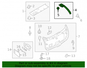 Upper left trunk door trim Mazda CX-5 17- black, rubbed