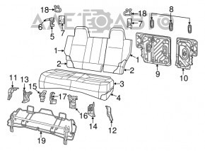 Rear seat row 2 Jeep Compass 11-16 brown cloth