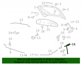 VW Jetta 11-18 USA hood release cable, long rear section