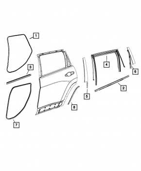 Door seal rear left Jeep Cherokee KL 14-