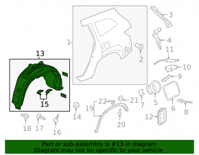 Rear right fender liner for Honda Pilot 16-22
