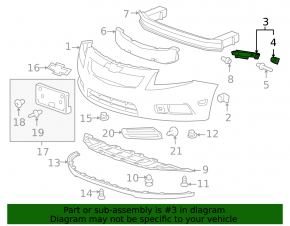 Front bumper mount left wing Chevrolet Cruze 11-16