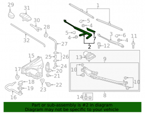 Right windshield wiper arm for Porsche Cayenne 958 11-14