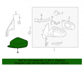 Left side mirror cover for Nissan Kicks 18-24 SR, under turn signal