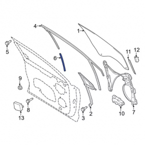 Lincoln MKZ 13-20 front left door glass guide