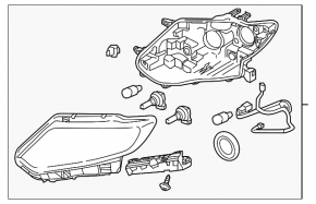 Headlight front left Nissan Rogue 14-16 bare halogen