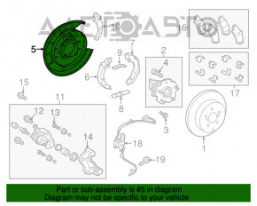 Rear left brake disc cover Toyota Prius V 12-17