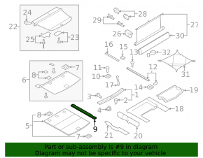 Trunk floor left Audi Q7 4L 10-15 for 3 rows of seats, black