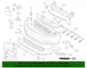 Insert in the side grille of the front bumper left VW Jetta 15-18 USA under fog lights AND