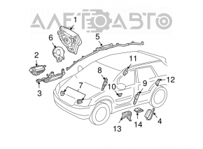 Right side curtain airbag for Lexus RX300 RX330 RX350 RX400h 04-09