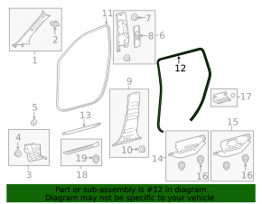 Rear left door seal for Toyota Highlander 14-18
