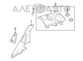 Rear pillar trim upper right Lexus CT200h 11-17 gray