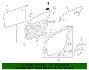 Seal of the casing of the front right door rear Toyota Prius 50 Prime 17-22