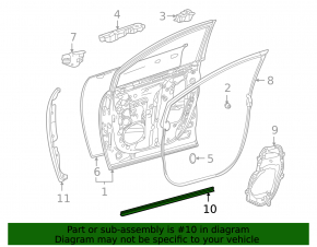 Front left door seal Toyota Sienna 21-25 lower
