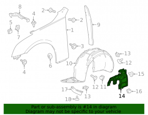 Front left fender liner for Cadillac ATS 15-18