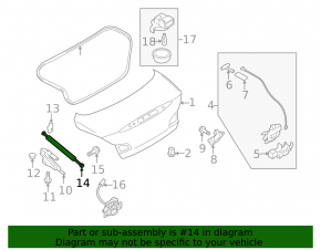 Left trunk lid shock absorber for Infiniti G25 G35 G37 4d 06-15