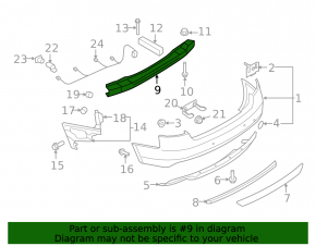 Rear bumper reinforcement Audi A4 B8 08-16 sedan, rusty