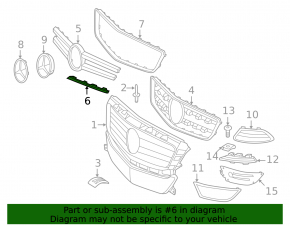Lower left radiator grille molding Mercedes CLS-class C218 12-14 AMG pkg
