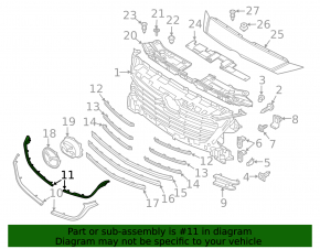 Upper right radiator grille molding Mazda 3 17-18 BM JP build, internal