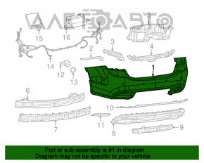 Bare rear bumper Chrysler 200 15-17 for parking sensors