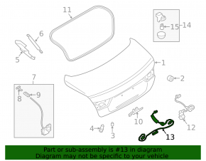 Trunk lid release button Infiniti Q50 14-19