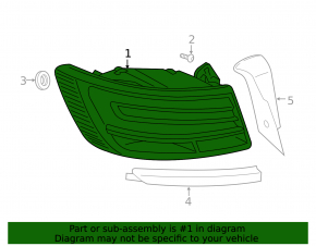 External wing lamp right Audi A6 C8 19- for animation with black glossy molding